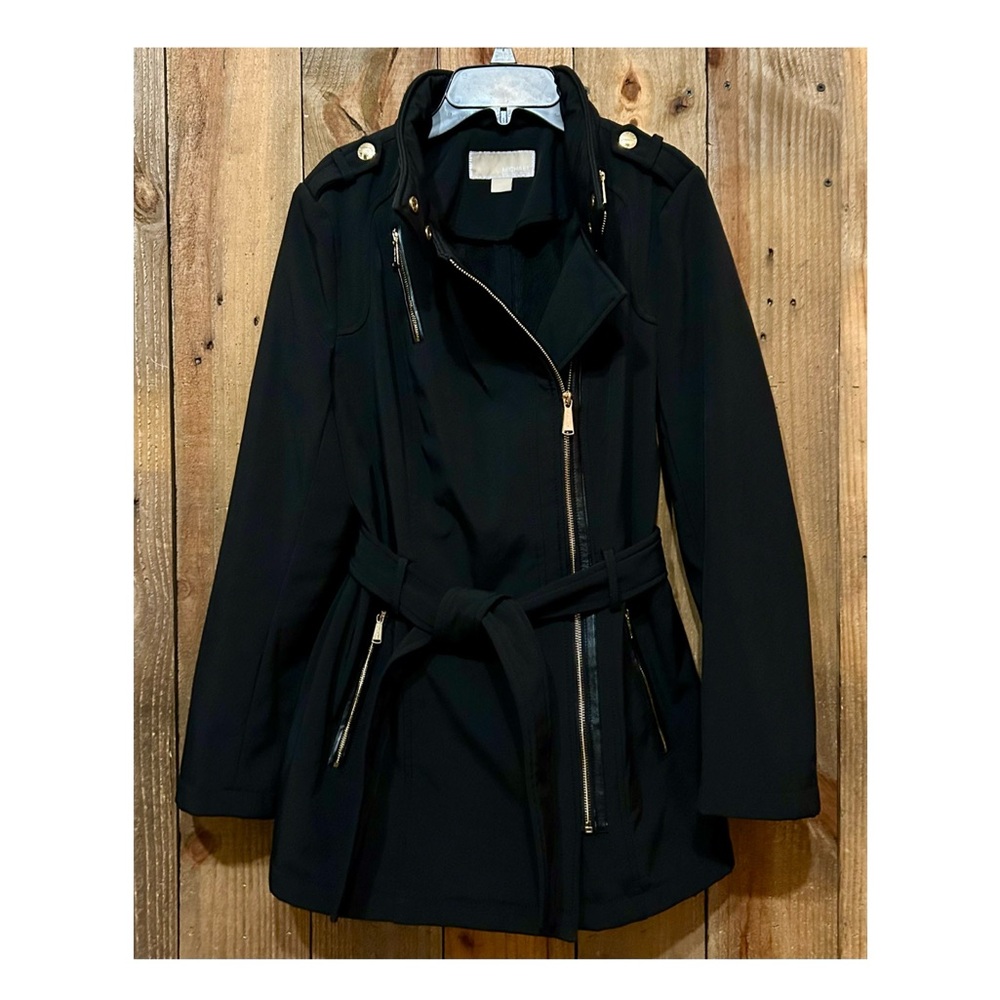 Michael Kors Black Asymmetrical Zip Trench Coat. Women’s Size Medium. - Picture 16 of 16